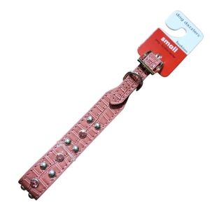 NWT Dog Dazzlers Pink Rhinestone Silver Chrome Studded Fashion Collar Sz S
